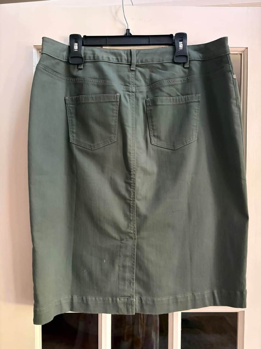 Talbots Olive Green Button-Front Pencil Skirt - Picture 7 of 8